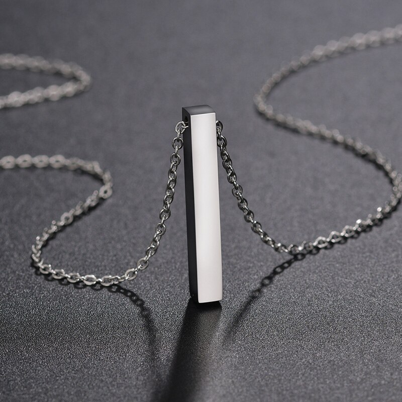 Silver / Black / Golden 100% Pure Stainless Steel Vertical Bar Necklace/Locket/Chain for Girls/Women