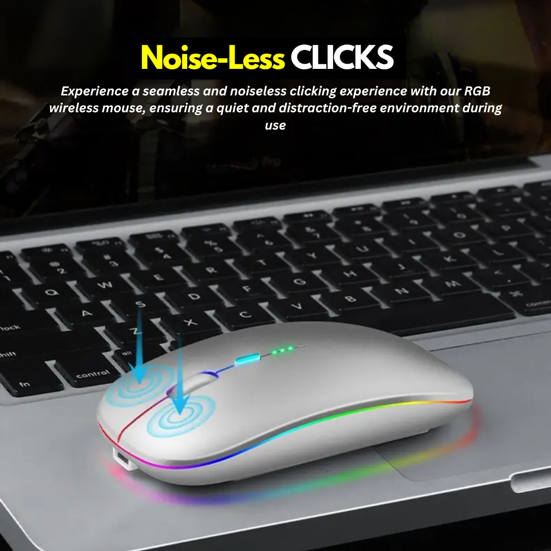 Rechargeable - Wireless Mouse Ultra Slim Gaming Mouse RGB Dual Mode 5.1 Bluetooth Mouse Rechargeable Battery Gaming RGB USB Wireless Optical Mouse With Silent Clicks Black 2.4G Backlit Mice - Plug and Play For Laptop, PC, Computer, Smart TV