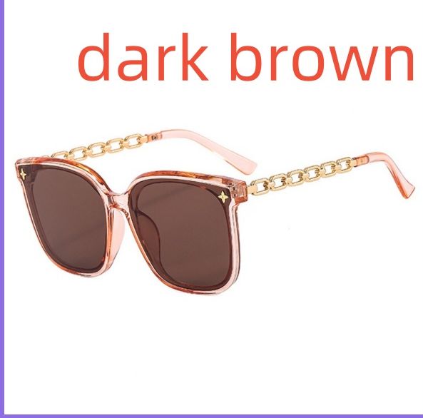 Korean Fashion UV Resistant Large Frame Gold Metal Sunglasses for Women Advanced Accessories Ins