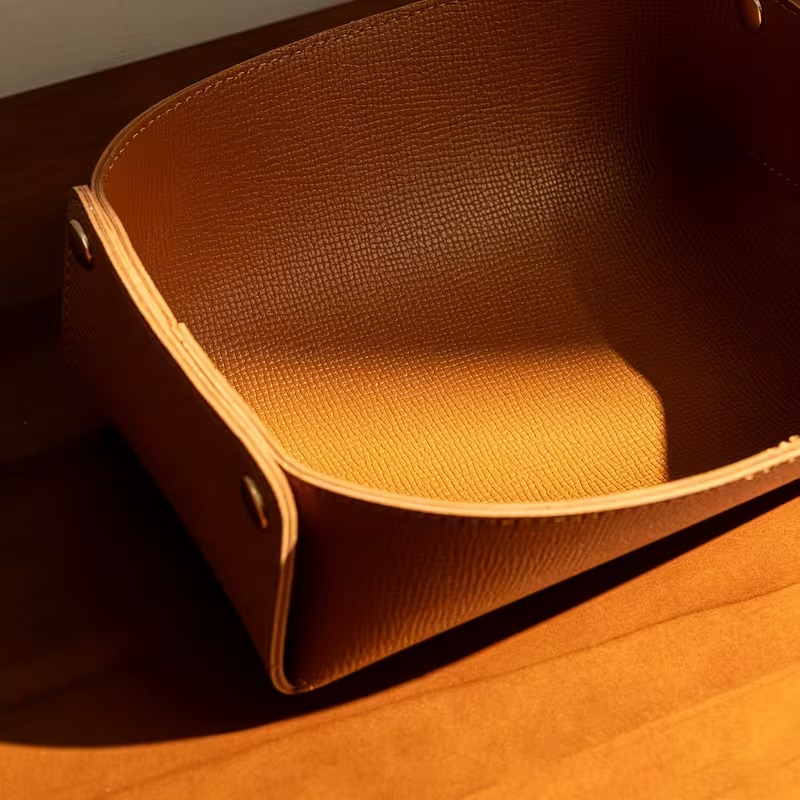 Premium PU Leather Storage Tray | Minimalist Desk & Entryway Organizer Box | Multi-Purpose Catchall Tray for Keys, Wallet, Jewelry & Home Office