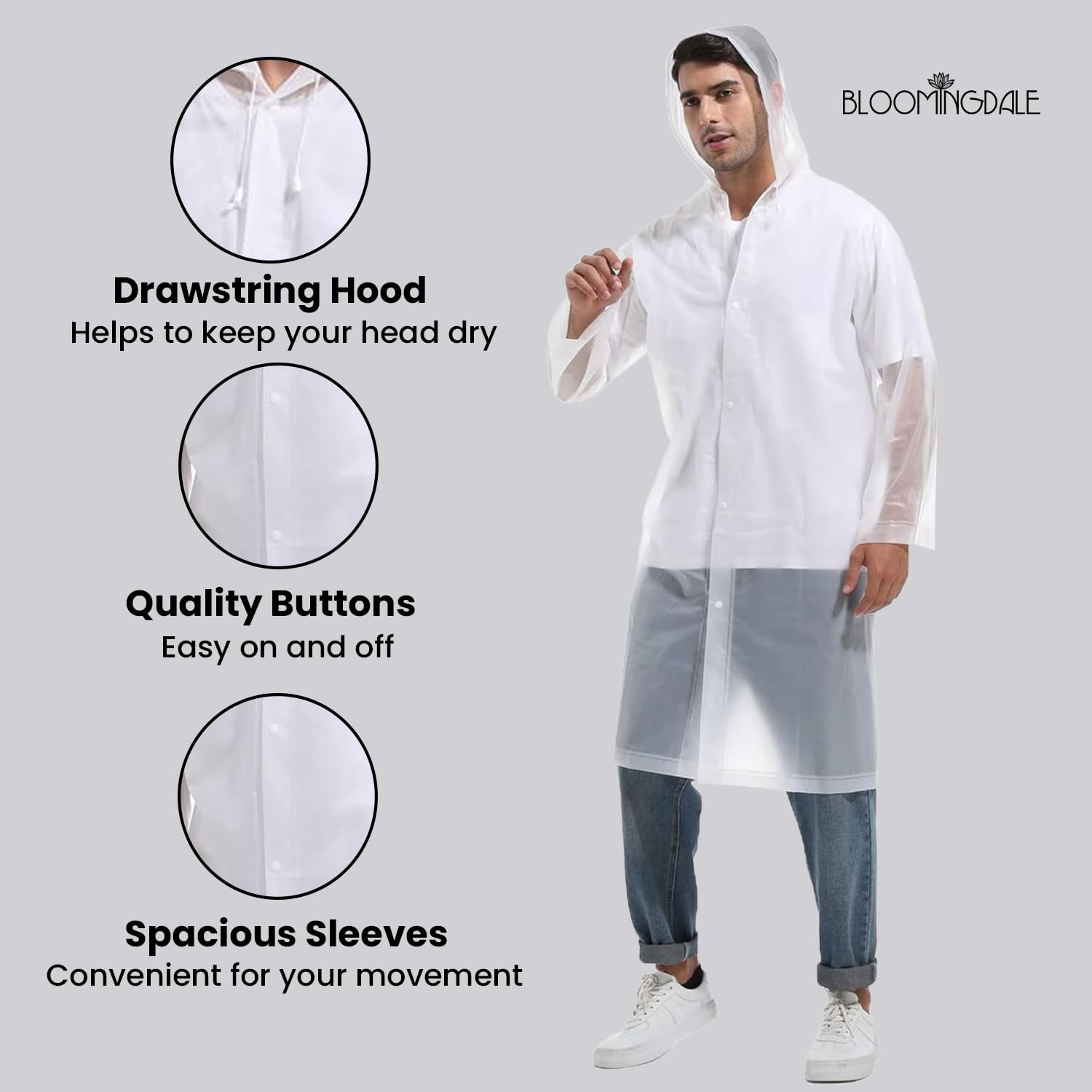 EVA Waterproof Unisex Rain Coat Hooded Full Sleeves Outdoor Men, Women, Boys & Girls Rainwear Poncho Raincoat for Camping, Hiking & Travelling
