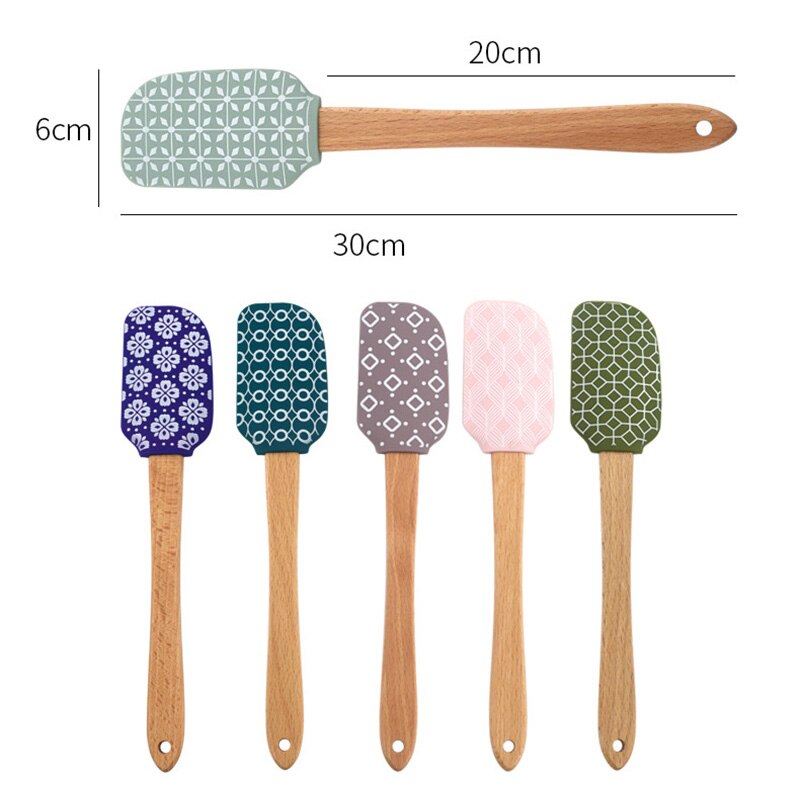 Geometric Silicone Spatula Cake Scraper Cream Mixing Spatula Kitchen Gadgets Heat-Resistant Utensils Cake Brush Kitchen Tools