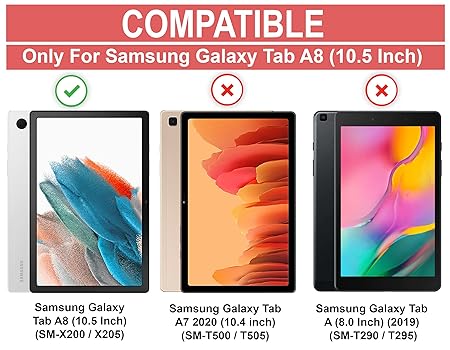For CASE Samsung A8 2021 10.5" Cover Tablet Book Case, Tab Rotate 360" Book tablet Cover for Model X200 / X205/ X207