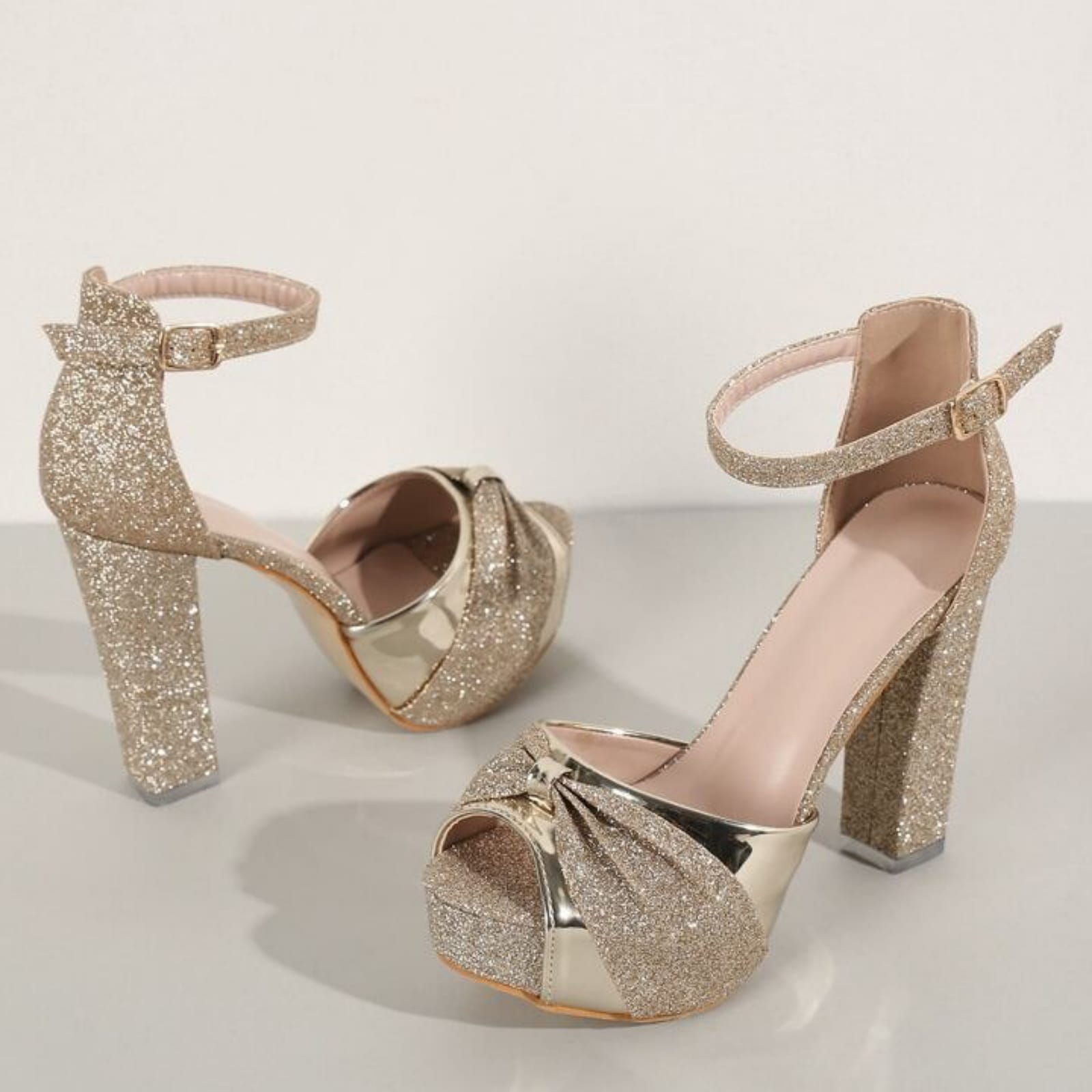 Women Fashion Glitter Block Heels Sandal Best For Every Function Bridal Wear Party Wear