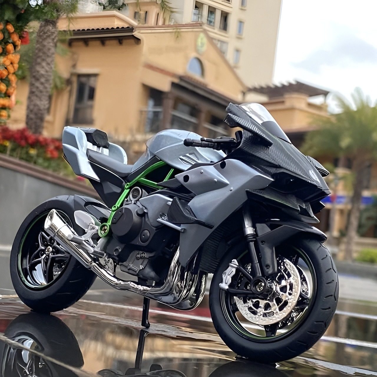 Diecast Kawasaki Ninja H2R, Ducati Double Silencer, VAS Panigale Bike Alloy Model Kids Toy, Die Cast Two Wheel Racing Sports Motorbike Scale Replica_ Metal & Plastic Models With Music Sound & Light, Special Edition Suspension Children Toys Race Vehicle