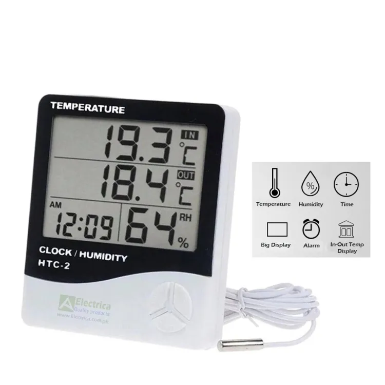 Indoor Digital C/F Room Thermometer Hygrometer Temperature Humidity Meter  Clock HTC-1 for Home Room - China Digital Thermometer Hygrometer and  Thermometer Hygrometer