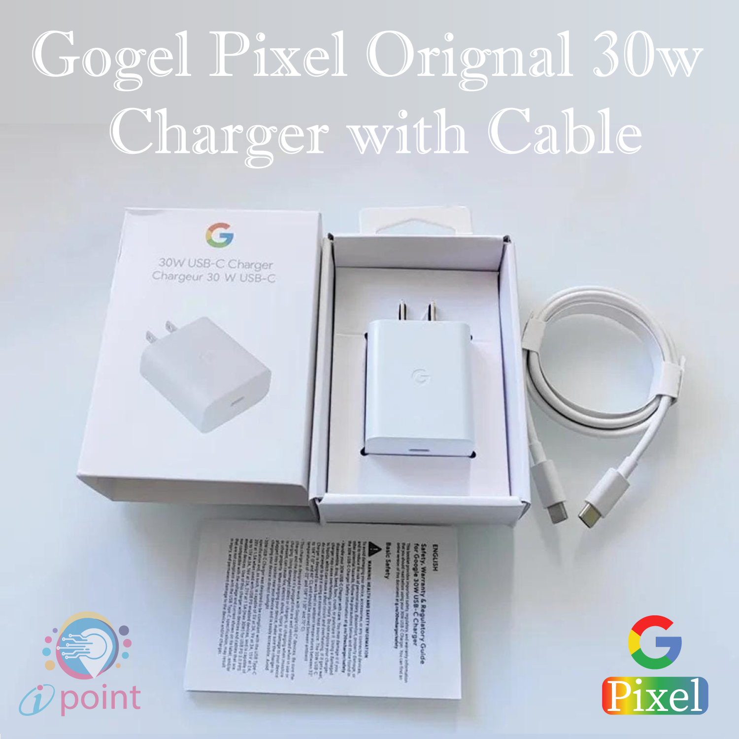 Original Googel 30w Fast Adapter with Cable for Google Smart Phones | Gogel Pixel 30w Charger with Type C Fast Charging Cable | Google 30 watt Charger for gogel Pixel 6, 6A ,6Pro, 7, 7A, 7 Pro, 8, 8A,8 pro,9,9A,9 pro  and many other gogel Pixel device