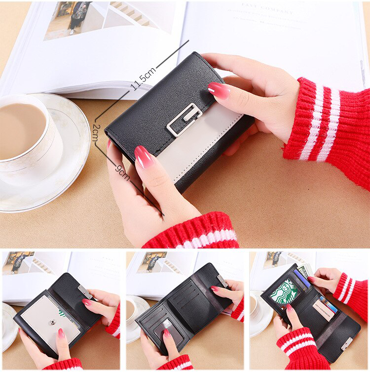 Fancy Small Hand Clutch for Girls, Compact PU Fabric with 7 Card Slots, Button Closure, Trendy Design