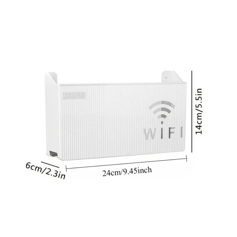 elf-Adhesive WiFi Storage Box, WiFi Router Holder Case Wall Mount-Universal Wall Shelf for Modem, Set-Top Box, Smart Devices-Space-Saving Cable Organizer Stand for Home & Office (Multicolor)
