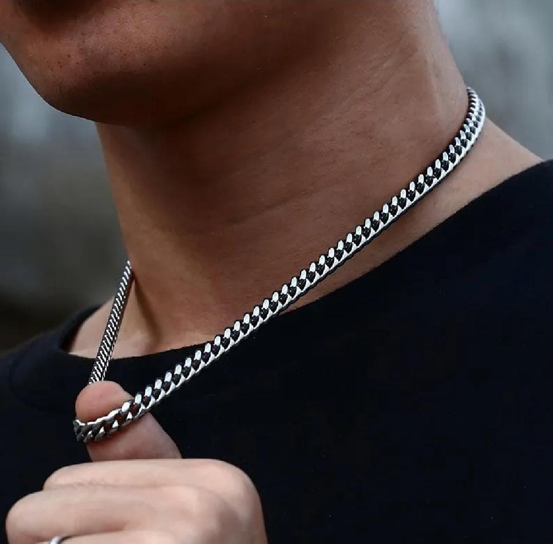 Silver Neck Chain With Free Bracelet For Girl & Boys