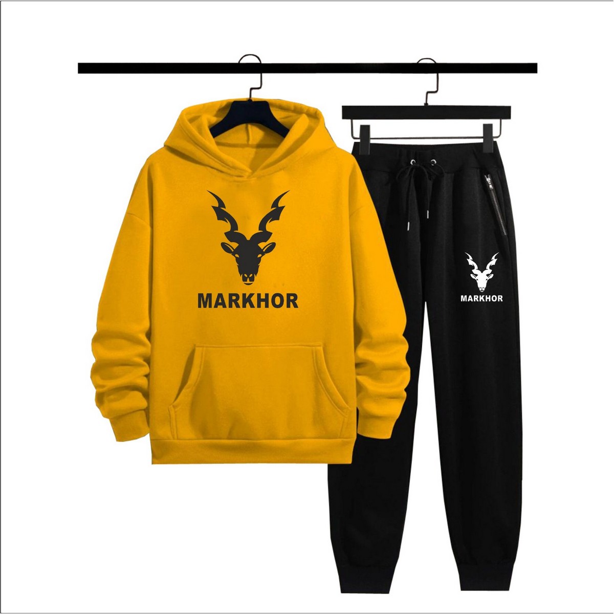 Men High Quality Winter Markhor  Printed Hoodie + Trouser Track Suit for men