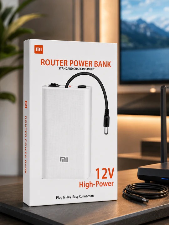 12V High-Power Router Power Bank for WiFi Modem & Router Backup -Compatible with Wi-Fi Routers & ONTs - High Capacity Backup - 20,000 AMH | WiFi Router UPS Power Bank 12Volts