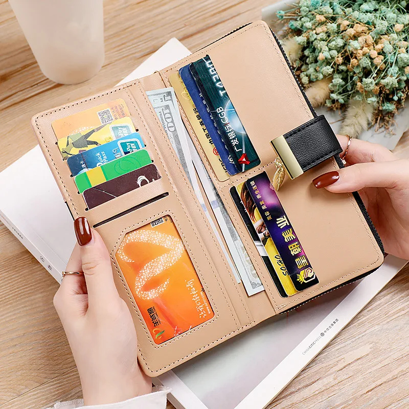 Hollow Leaves PU Leather Women's Long Wallet Fashion Female Coin Purses Hasp Zipper Hand Clutch for Women