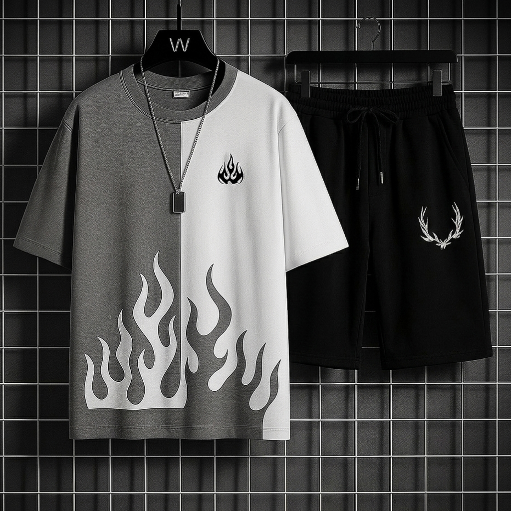 New trendy fired printed summer tracksuit for men and boys