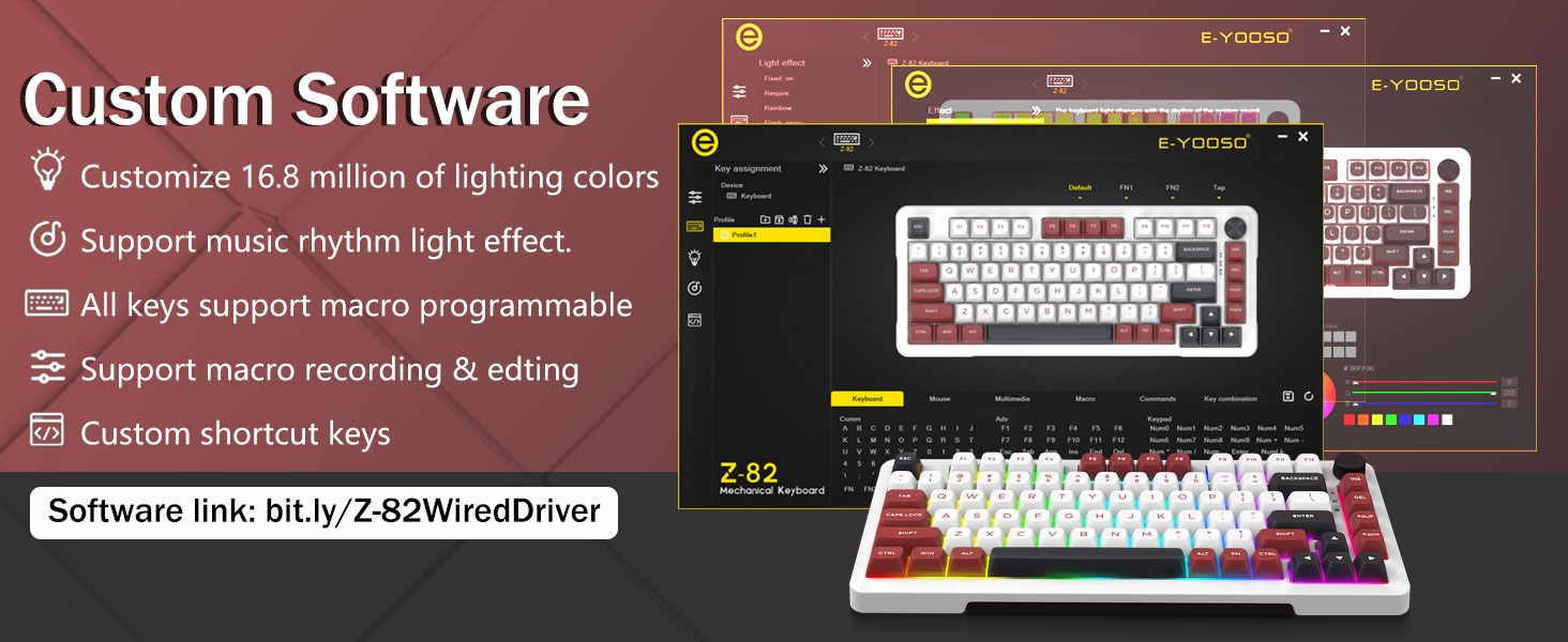 E-YOOSO Z-82 Wired 75% RGB Mechanical Gaming Keyboard, Creamy Sound, Hot Swappable Pre-lubed Linear Switches, Gasket Structure, Knob Control White Red 25 5a6aa6fdf6e0740773b29669f2a97b4f