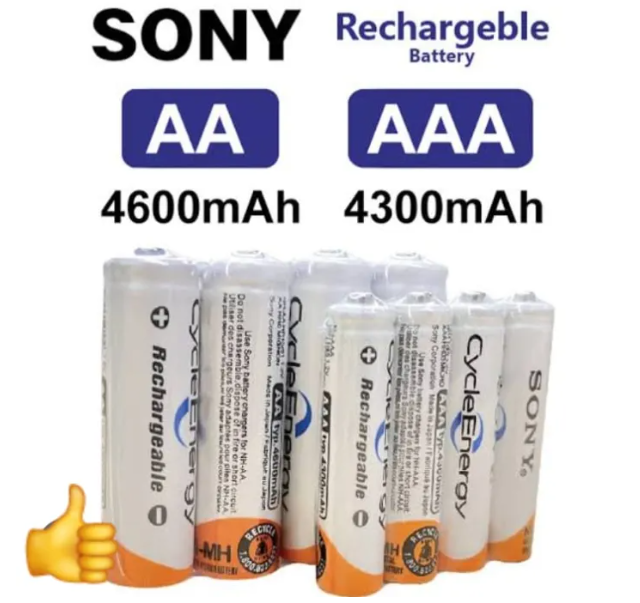 Sony AA and AAA Rechargeable Battery Cell CLOCK and Remote SIZE Imported Sony Cycle Energy NiMH -1.2v 4600mAh 1000 Cycles Batteries Cells AA Rechargeable Battery Cell CLOCK SIZE Imported Sony Cycle Energy NiMH -1.2v 4600mAh 1000 Cycles Batteries Cells