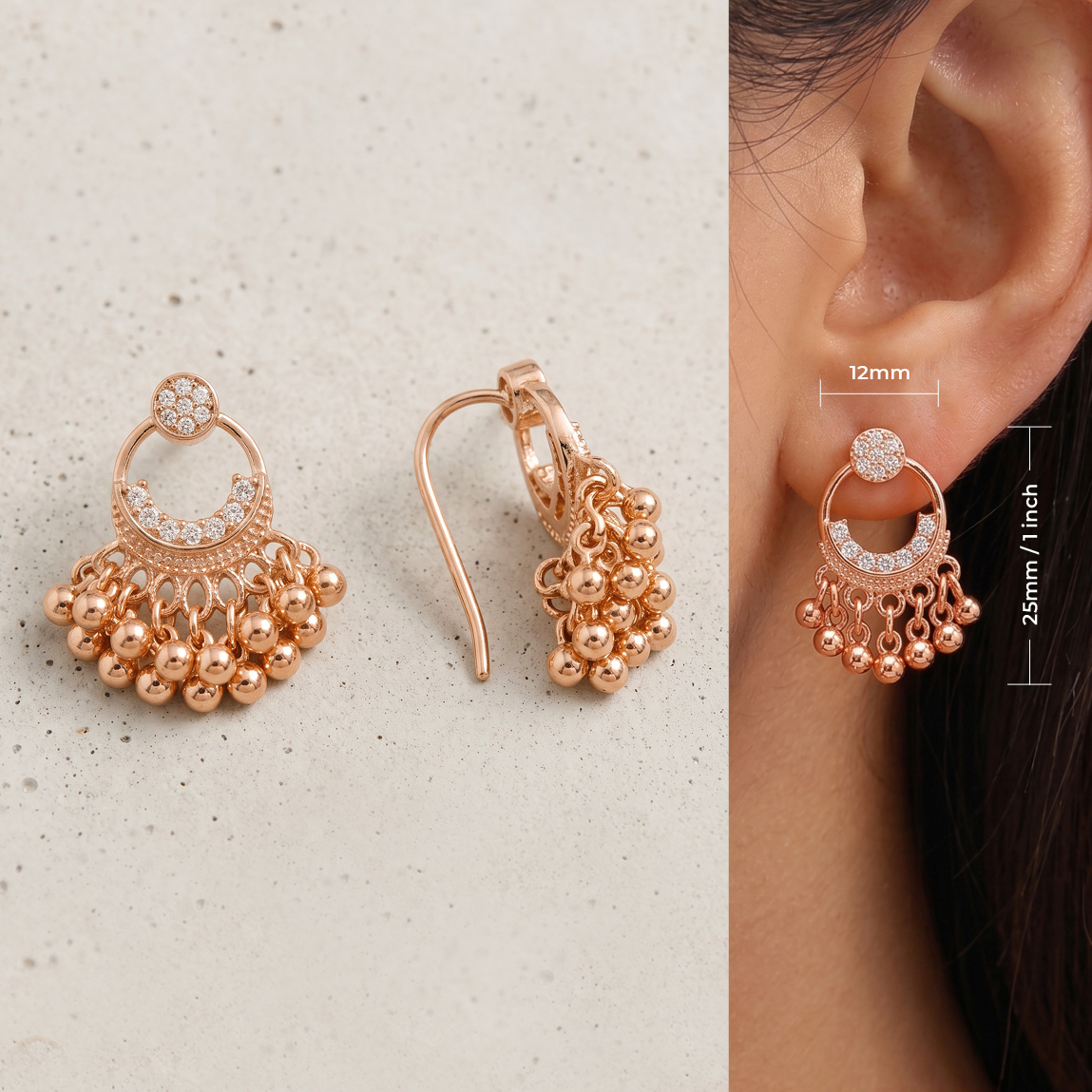 Arabic Hoop Earrings with Textured Ball Charm for Women & Girls | Bangle Rings Stylish & Trendy Jewelry Gifts | Perfect for Everyday & Party Wear