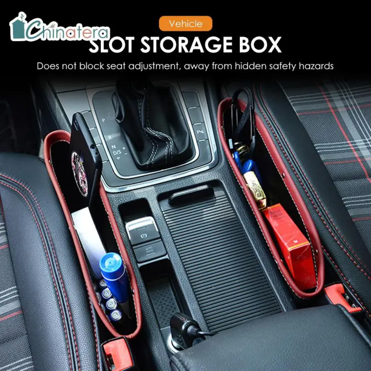 2Pcs Leather Car Seat Organizer Gap Pocket Car Seat Storage Box for Holding  Phone, Sunglasses, Keys