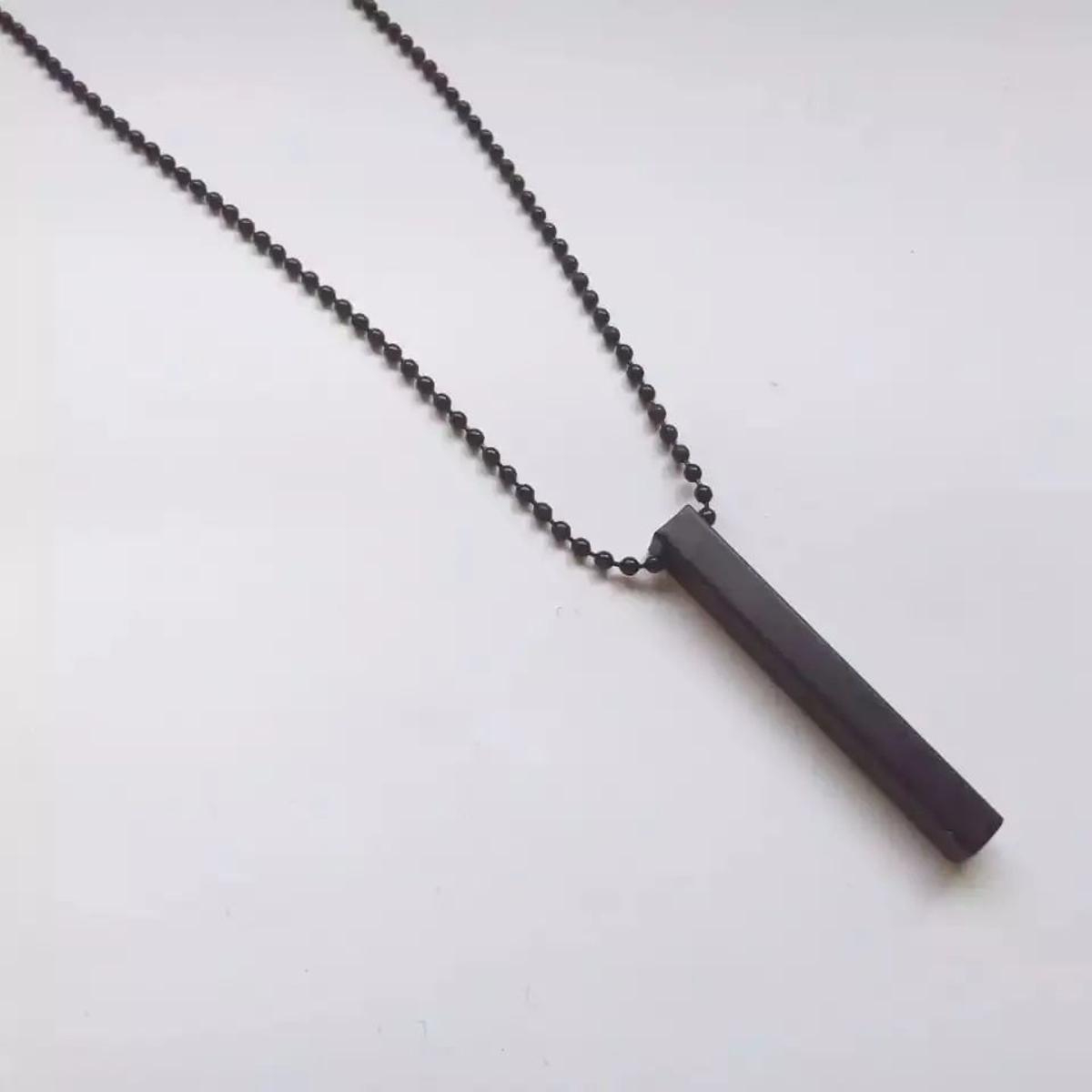 Black 100% Pure Stainless Steel Vertical Bar Necklace/Locket/Chain for Men/Boys