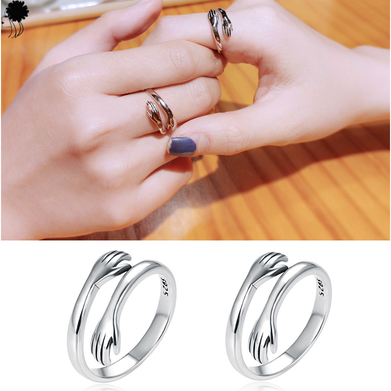 Loving Couple Hug Rings - Adjustable Retro Hug Style Rings for Men and Women