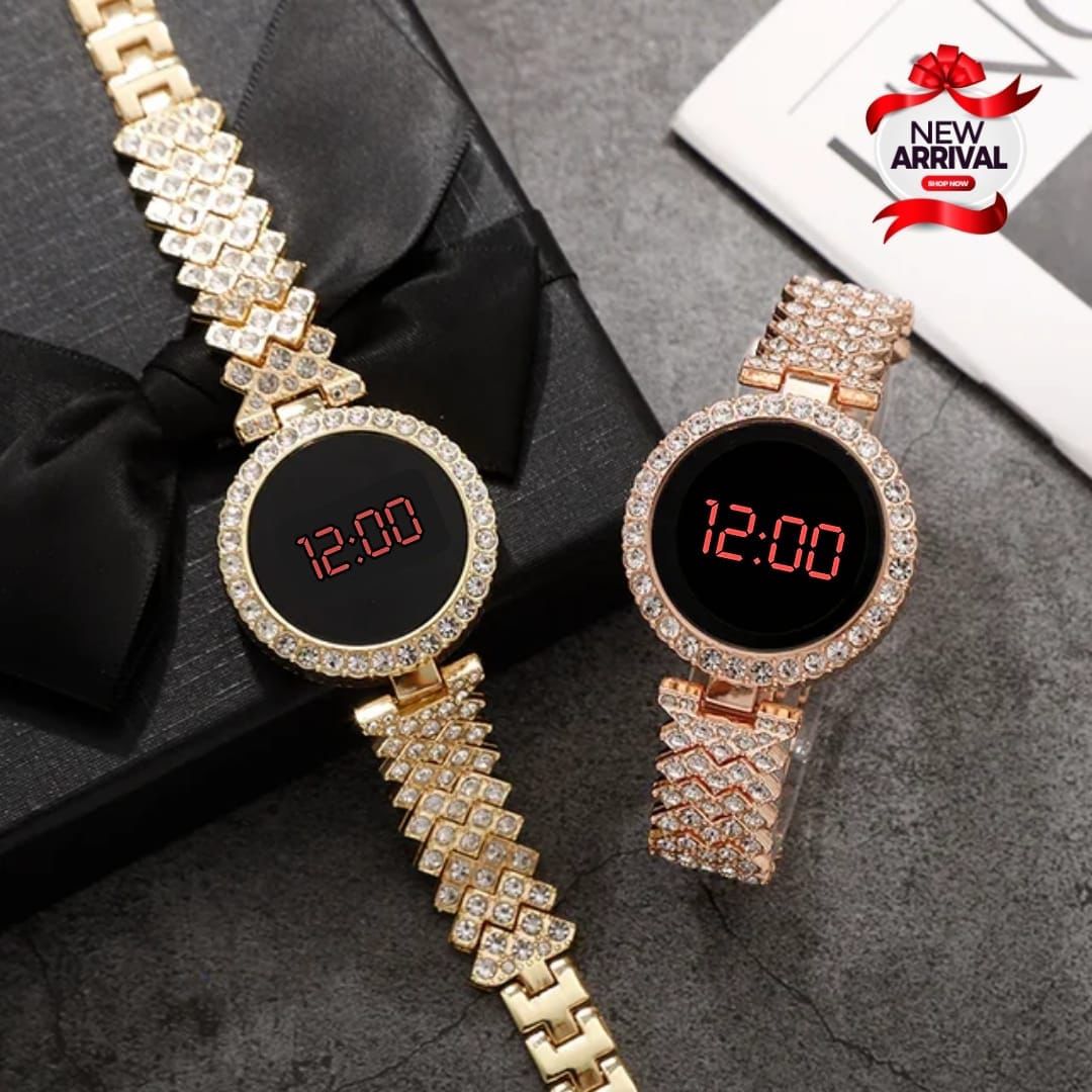 Luxurious Digital Bracelet Watch for Women & Girls - Full Diamond/Stone Studded LED Touch Screen Wristwatch price in Pakistan