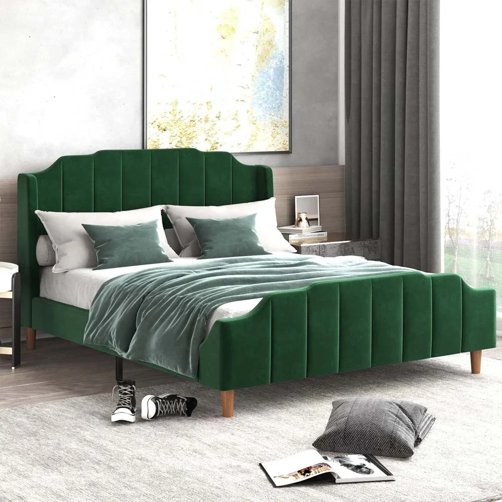 Affordable New  Design wooden Bed Set  without side table Furniture for room / Wooden poshesh Beds For Bedroomn BED5