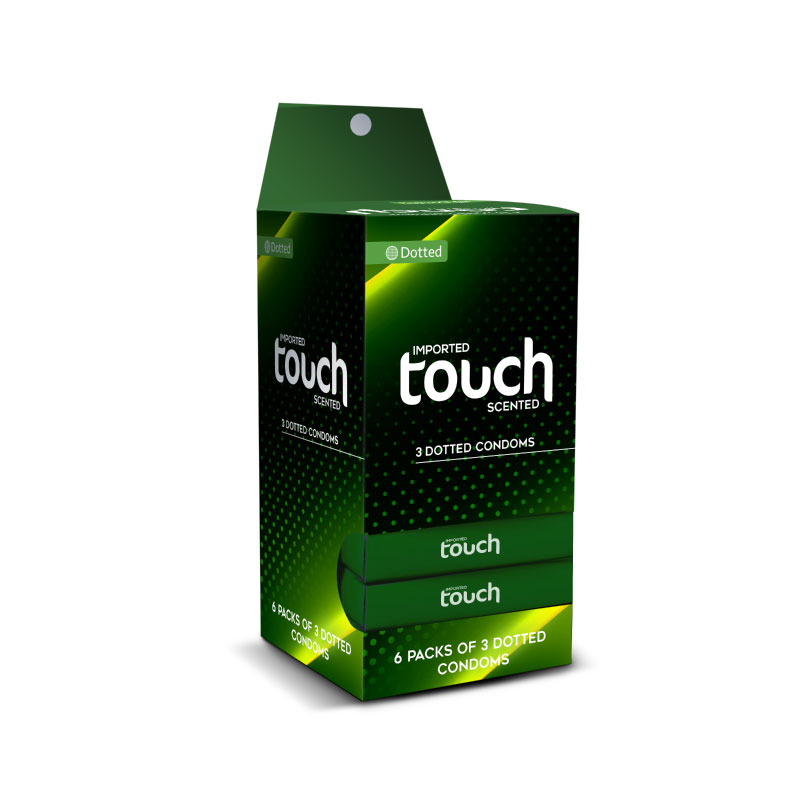 Touch Dotted Condoms Dispenser - Pack of 3  - 18 Pieces (3 x 6's)