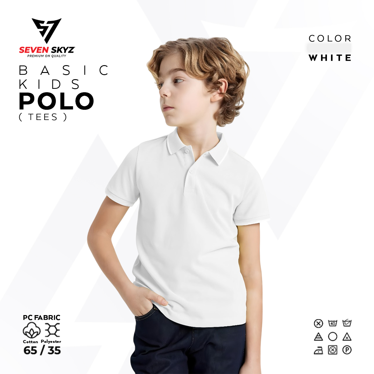 Kids Casual Polo T-Shirt – White Color, Lightweight Summer Tee for Boys & Girls