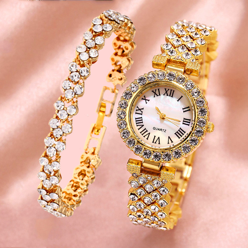 Full Rhinestone Steel Belt Ladies Watch Roman Face Stars Temperament Business Women's Watch Bracelet Watch