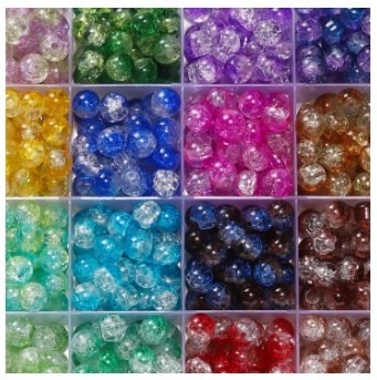 200pcs 8mm Two-color Popping Glass Beads 10 random Colored of 20 Round Perforated Beads For DIY Bracelets Necklaces Jewelry Accessories Making Glass beads Jewelry making supplies DIY jewelry beads Craft beads Beading supplies Loose beads By SAMS