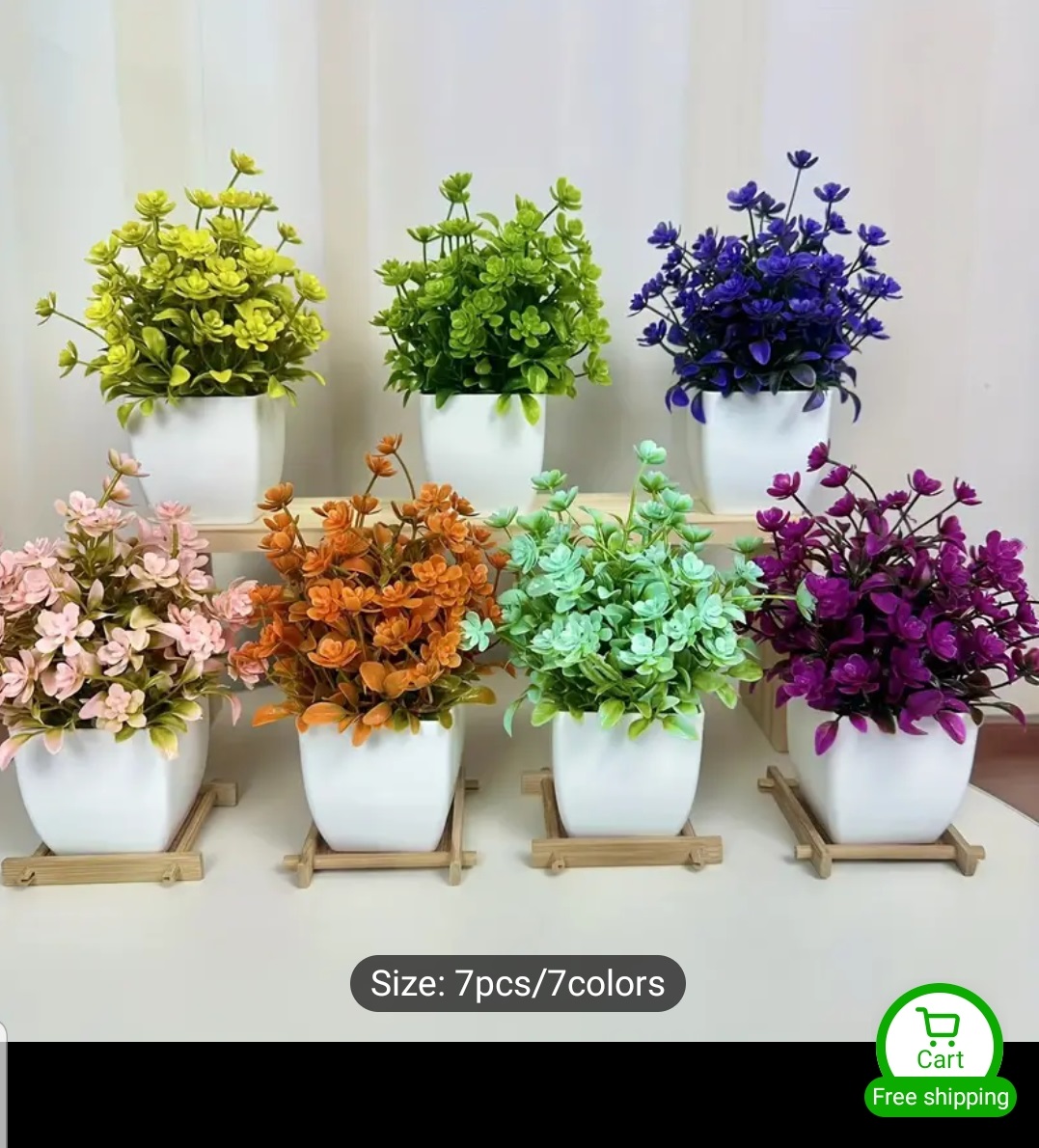 Pack of 7 Mini Plant Artificial Decoration Piece with pot Best for home & Office Decoration purpose