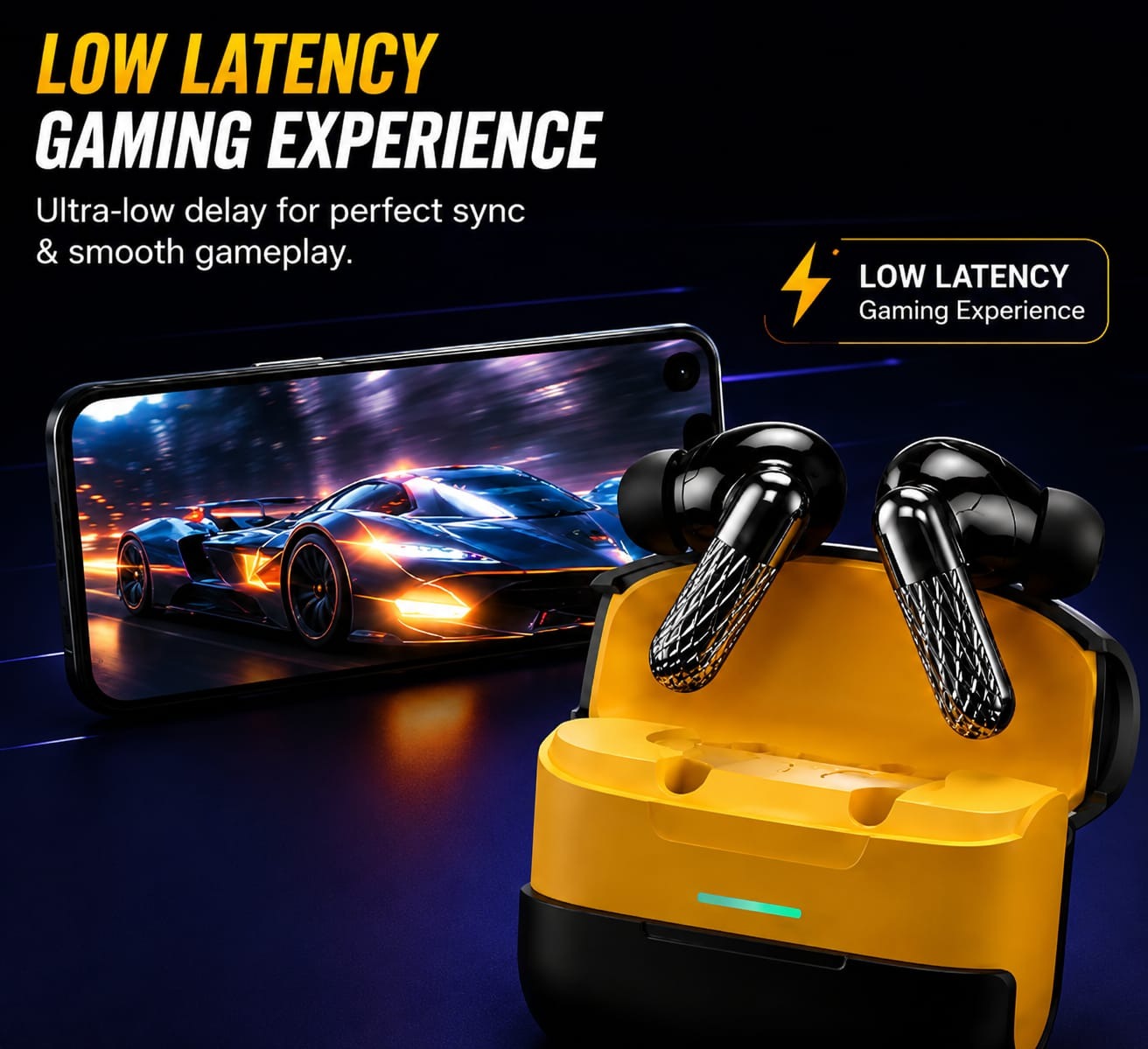 U39 Wireless Bluetooth 5.3 TWS Gaming Earbuds ENC Noise Cancelling Low Latency Game Mode Heavy Deep Bass HD Stereo Sound Smart Touch Control USB Type C Charging Case Long Battery Backup True Wireless Earphones Sports Headset