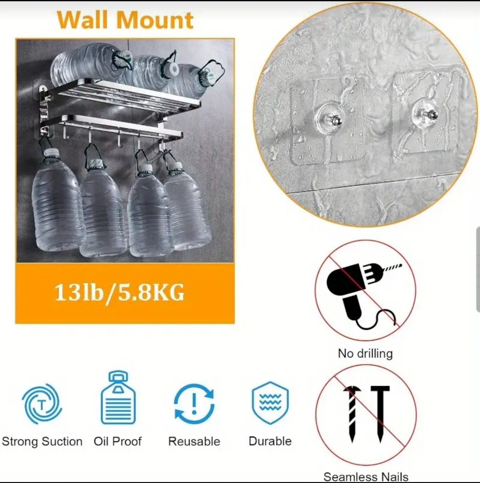 Pack of 1, 2, 4, 5, 10, 20 Pcs Self-Adhesive Screw Hook Stickers Heavy Duty Drill and Nail Free Sticky Suction Cup Wall Hanging Hooks Transparent Punch Free No Scratch Strong Ceiling Hanger Hook Sticker Self-Adhesive Hook High Quality self adhesive hook