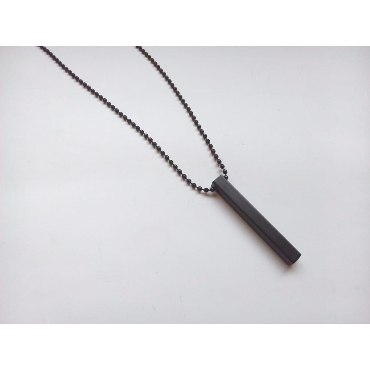 100% Pure Stainless Steel Black Vertical Bar Necklace/Locket/Chain for Men/Boys