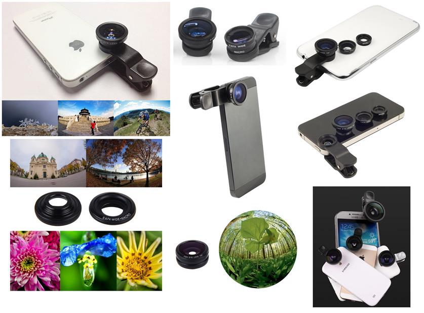 3 in 1 white Selfie Camera Lens Mobile Phone Clip Lenses Fish Eye Wide Angle Macro Camera Lens - High Quality