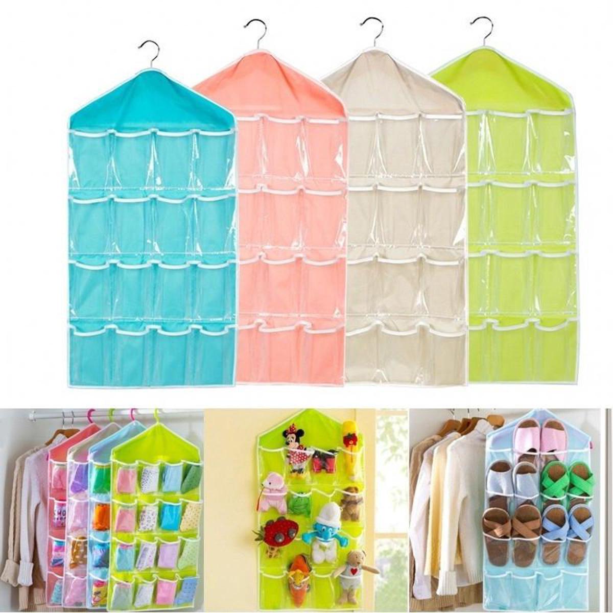 16 Pocket Kid Toy Storage Over Door Hanging Shoe Rack Hanger Bathroom Organizer Pouch Bags
