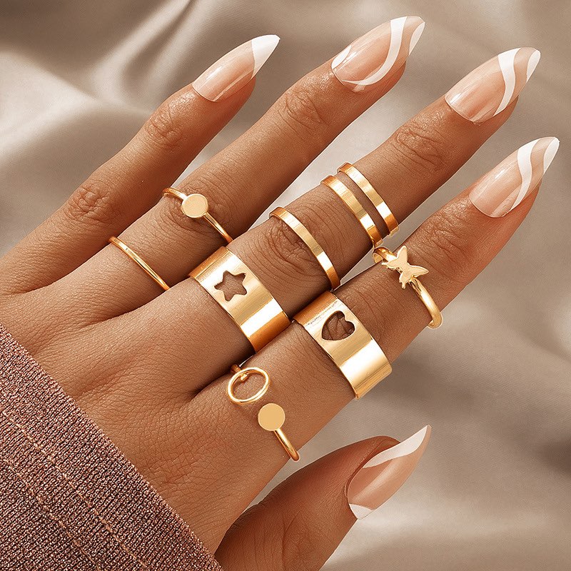 Punk Butterfly Couple Rings For Women Men Golden Silver Color Lover Butterfly Ring  Set Open Ring Engagement Wedding Jewelry