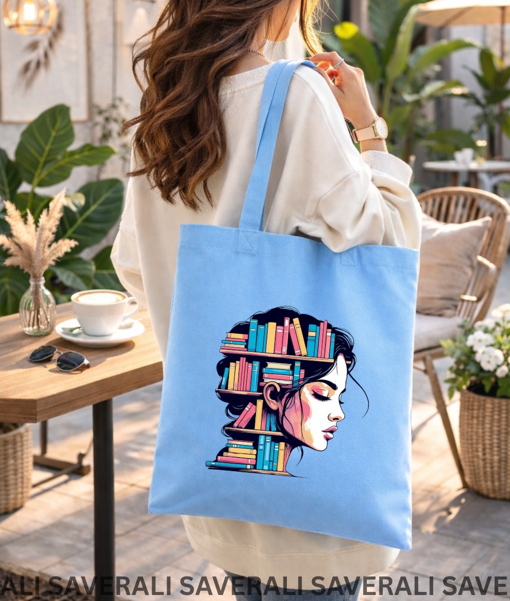 Floral Printed Black Canvas Tote for Her