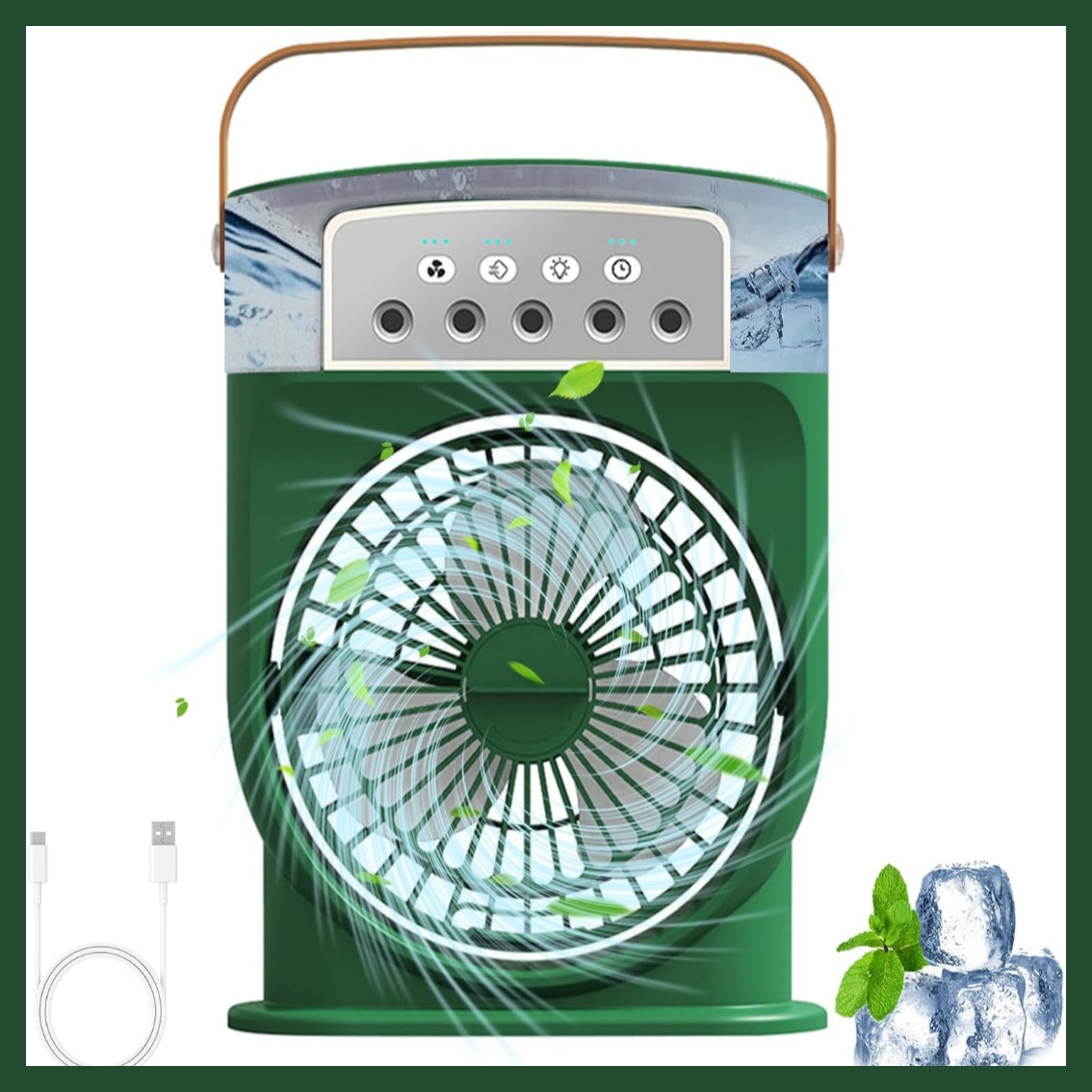 LARGE Rechargeable 4 In 1 Fan Air Cooler with Ice Humidifier & Night ...