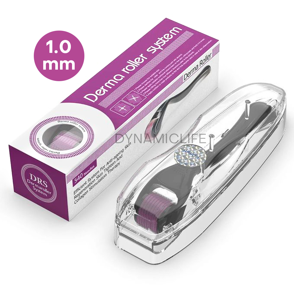 Premium Derma Roller 0.5mm & 1mm with hard acrylic box 540 Micro Needle for Hair Growth and Facial Skin Therapy| Skin Care Beauty Tool for Anti-Aging Skin Repair, Anti Wrinkles Stretch, and Acne Scars Removal for Men and Women