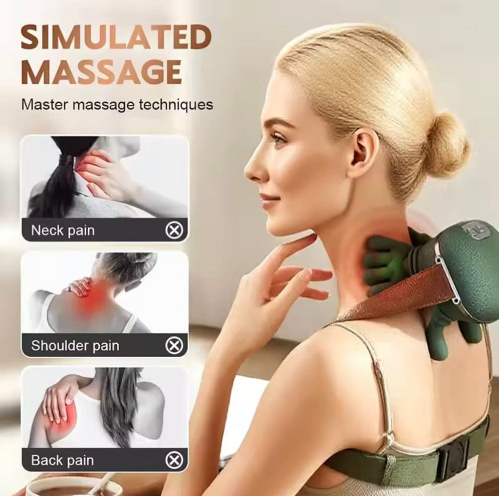 Portable Neck and shoulder Massager  Deep Kneading Shoulder Massage Device for Home, Office & Travel Shiatsu Neck & Shoulder Massager with Heat  Wearable Deep Tissue Massage Pillow for Pain Relief