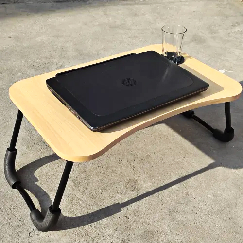 New Fold-able Wooden Portable Laptop Table Fold-able Dormitory Bed Laptop Desk breakfast table gaming table office desk portable breakfast table reading desk home and office desk foldable table multipurpose cup holder an notebook stand
