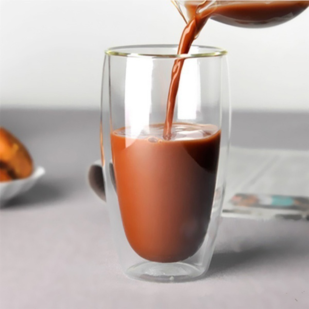 Heat Resistant Double Wall Glass Milk Coffee Water Juice Cup - 350Ml