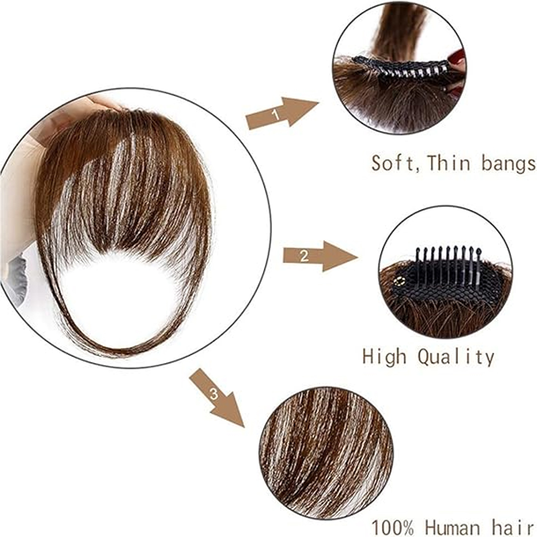 Korean Natural Clip-In Bangs Hair Wig Piece Short Hair Clip Headband Girl Synthetic Wig Headwear Wig Bangs Hair Extension Fringe Front Bangs Hair Clip in Pony Real Hair Wispy Pony Front Full Neat Human Hairpieces, Fashion Straight Air Bangs Clip