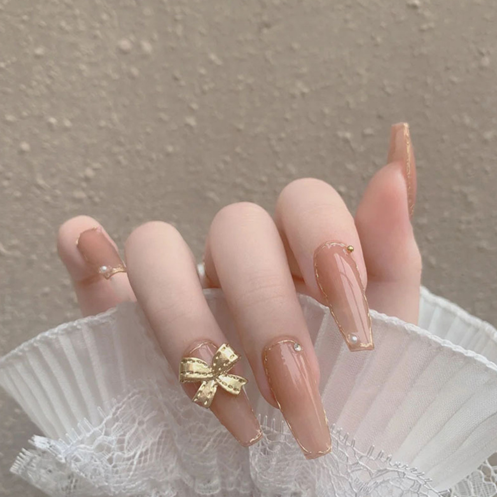 SUMMER 24 pcs Long ballet coffin nails finished manicure art