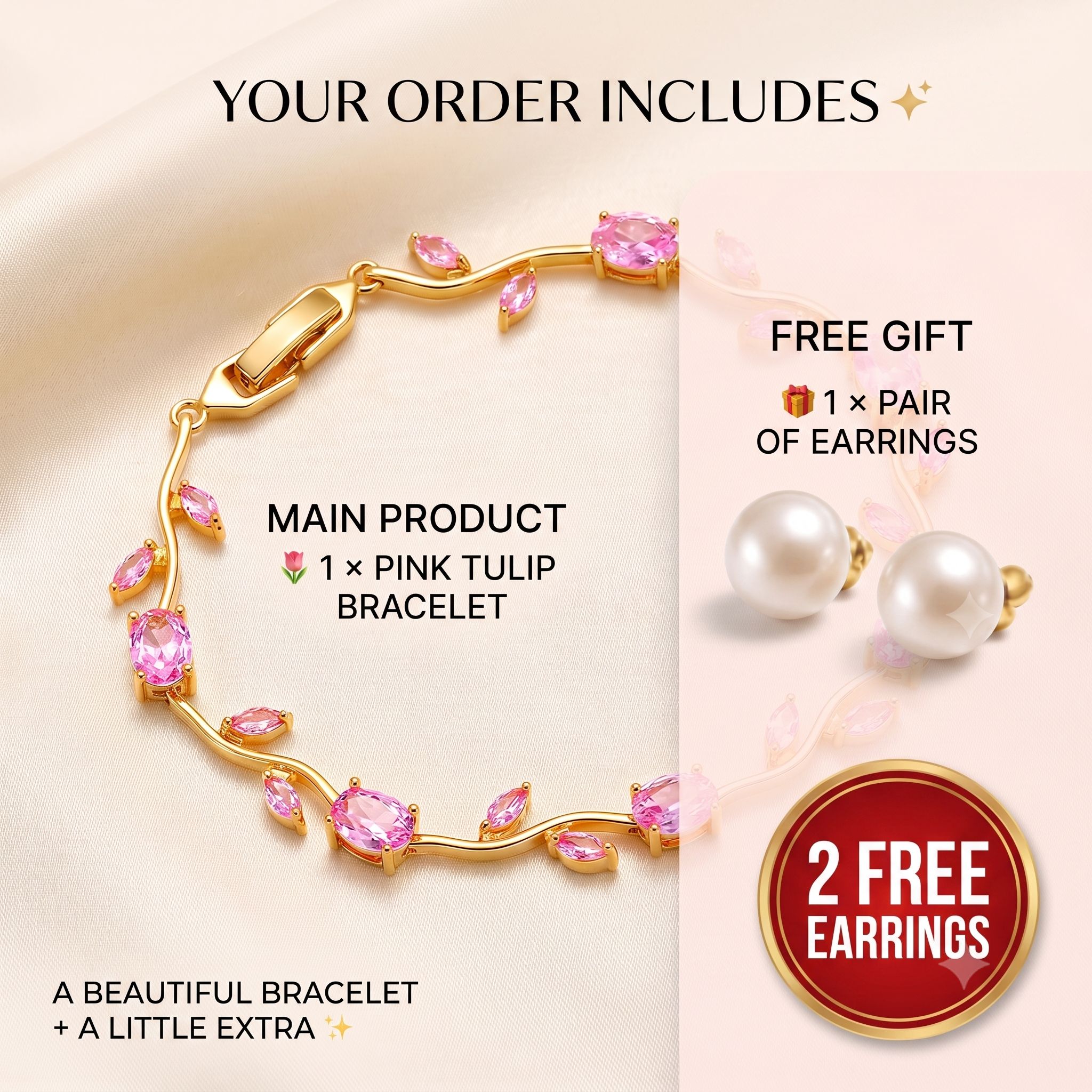 Tulip Bracelet for Girls & Women, Elegant Flower Charm Bracelet, Korean Style Jewelry, Tulip Hand Bracelet for Women, Fashion Floral Charm Jewelry Gift, Tulip Flower Bracelet, Premium Flower Bracelet for Girls