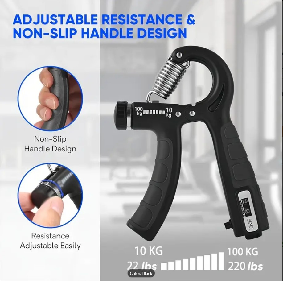 Adjustable Hand Grip Power Exerciser – Forearm & Wrist Strengthener Gripper with Built-In Counter | Gym Fitness Training Grip Booster