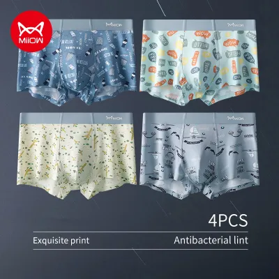 4Pcs Men Panties Boxers Cotton Breathable Underpants Briefs 2024