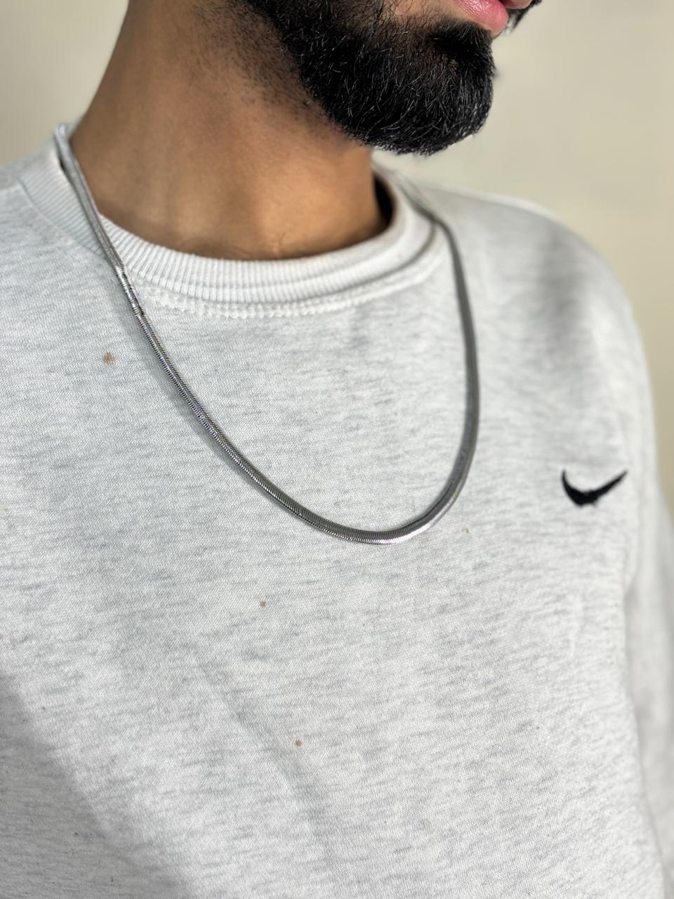 Silver Color Snake Chain Necklace for Men – Stylish Stainless Steel Look Neck Chain for Boys