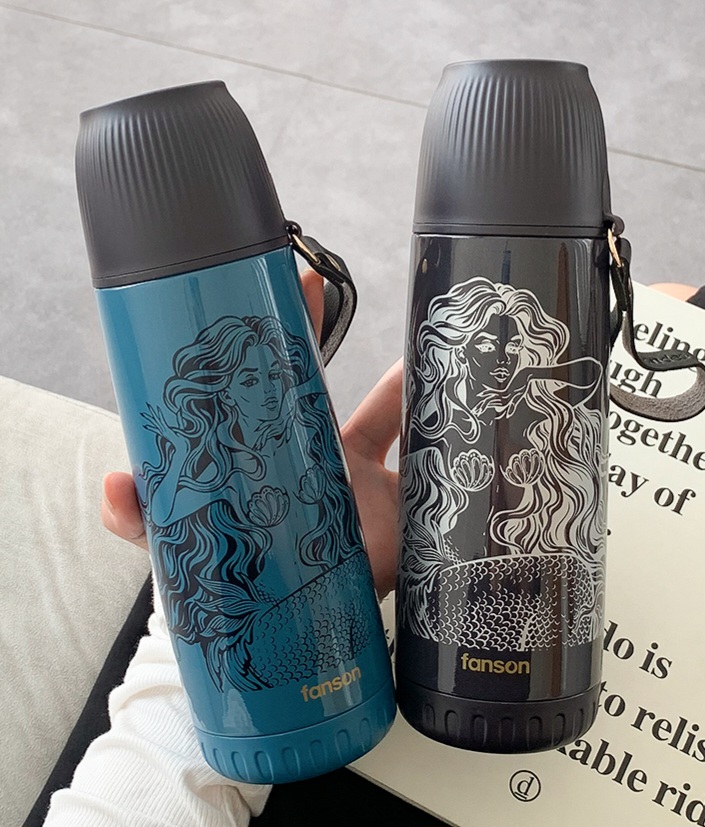 Mermaid Creative Stainless Steel Water Bottle 380Ml Vacuum Flask For Hot Or Cold Water Bpa-Free Made With Double-Wall Safe And Non-Toxic Materials
